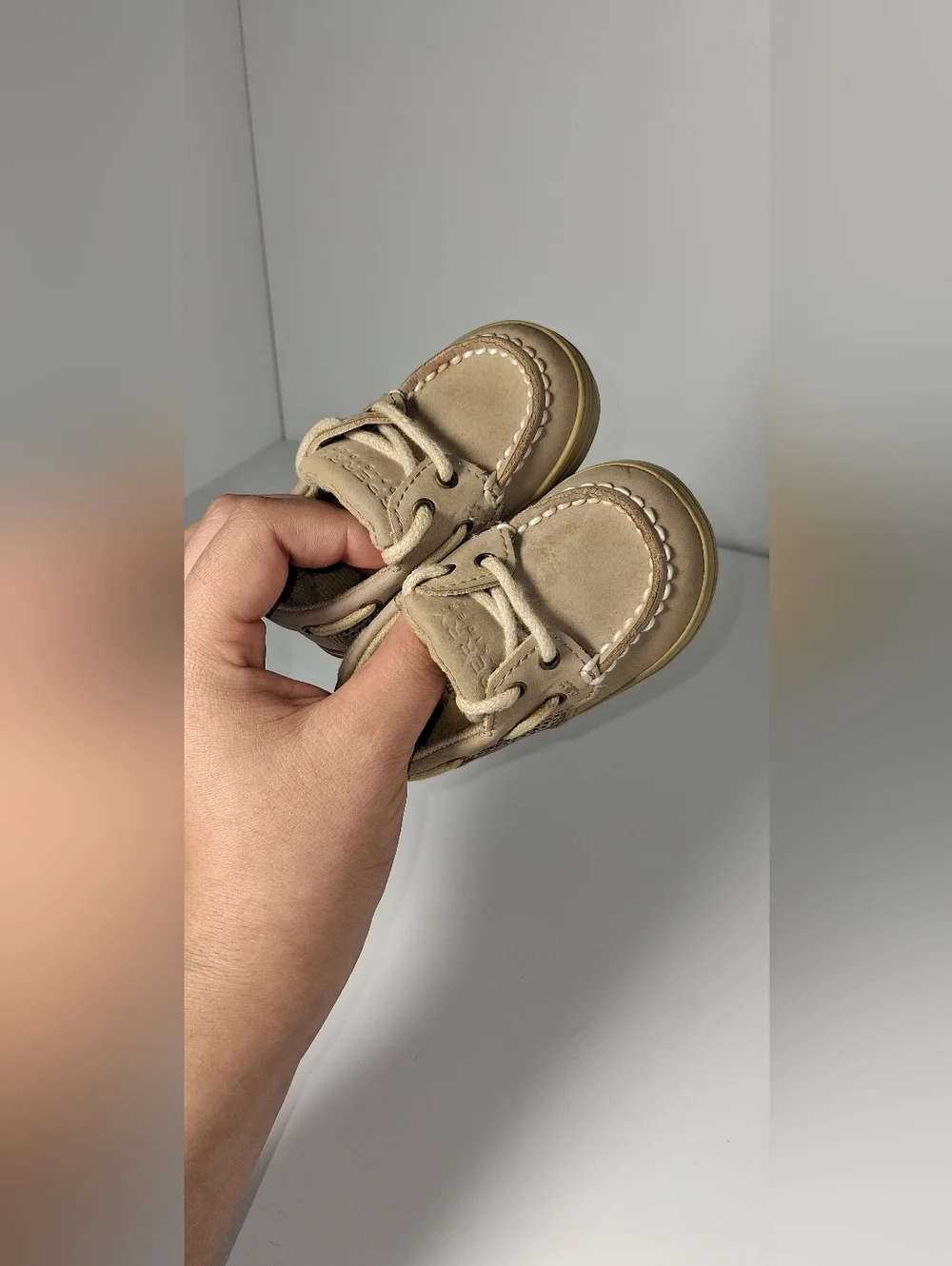 Sperry Top Sider Girls 1M Toddler Intrepid Crib Oat Linen Lace Up Boat Shoes